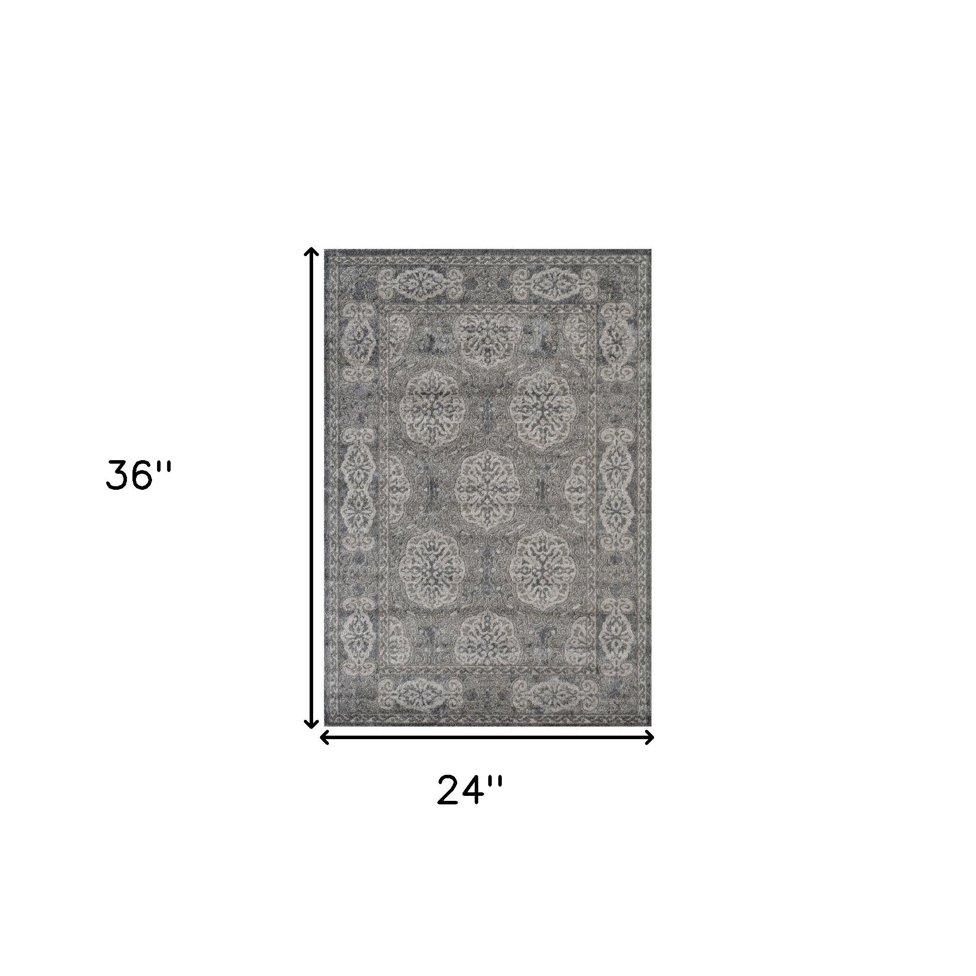 2' x 3' Brown Medallion Power Loom Area Rug