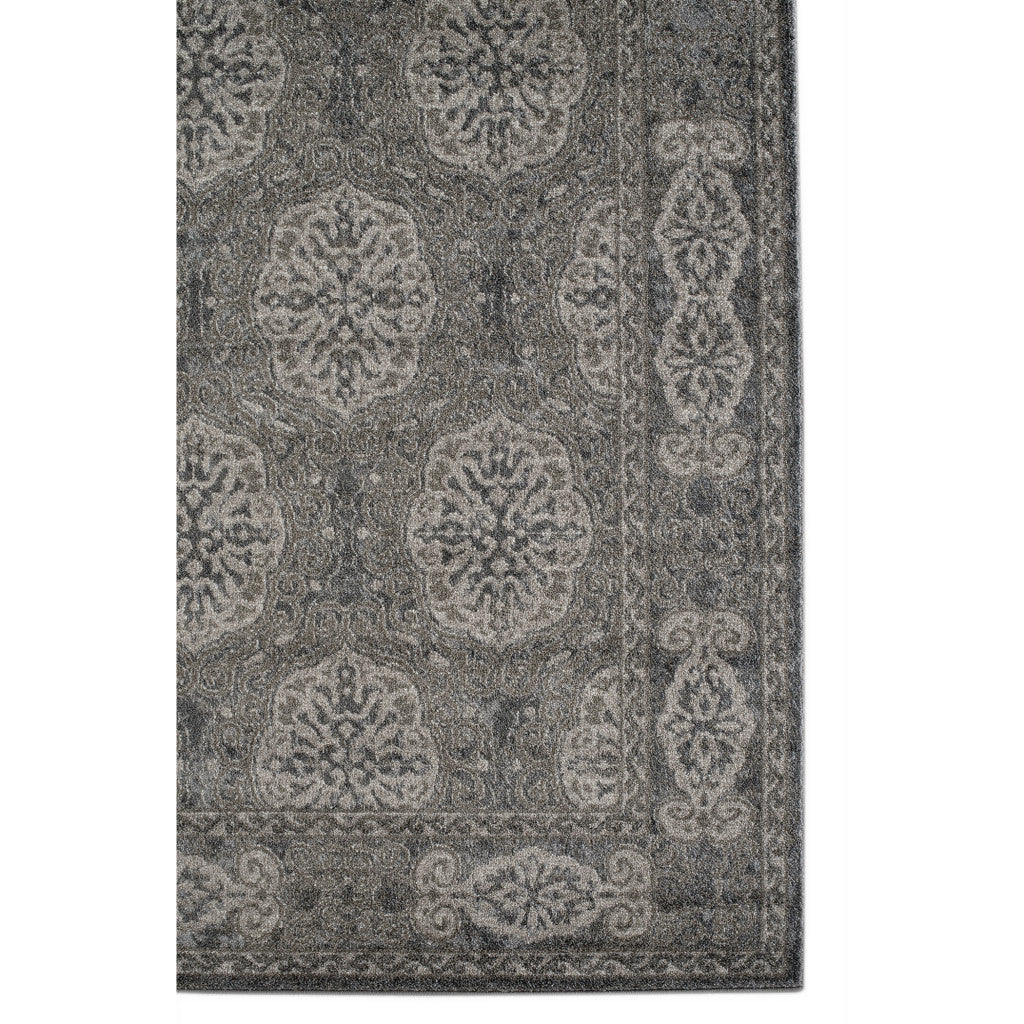 4' x 6' Gray and Brown Medallion Power Loom Area Rug