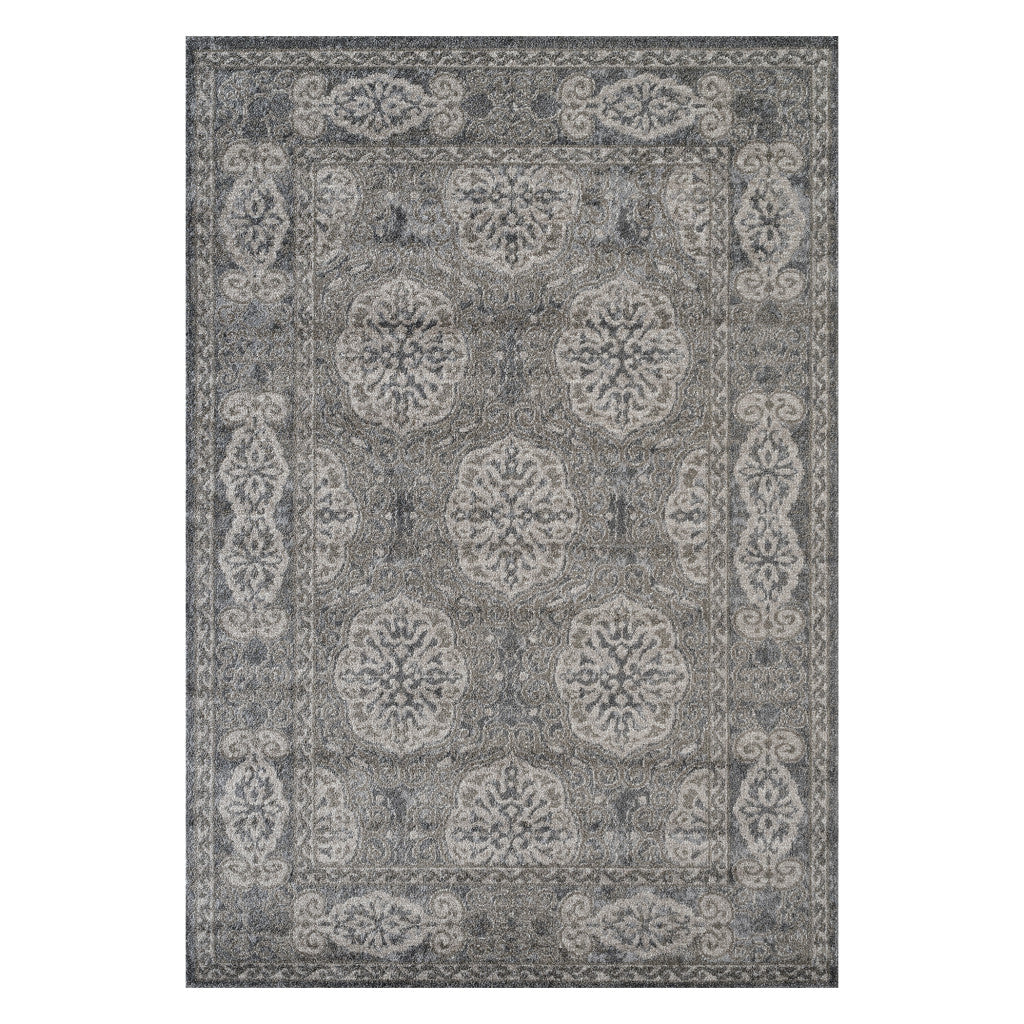 5' x 7' Brown Medallion Power Loom Area Rug