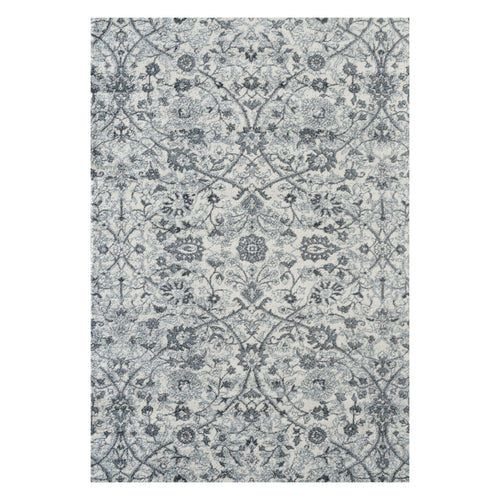 5' x 7' Light Blue Floral Power Loom Area Rug