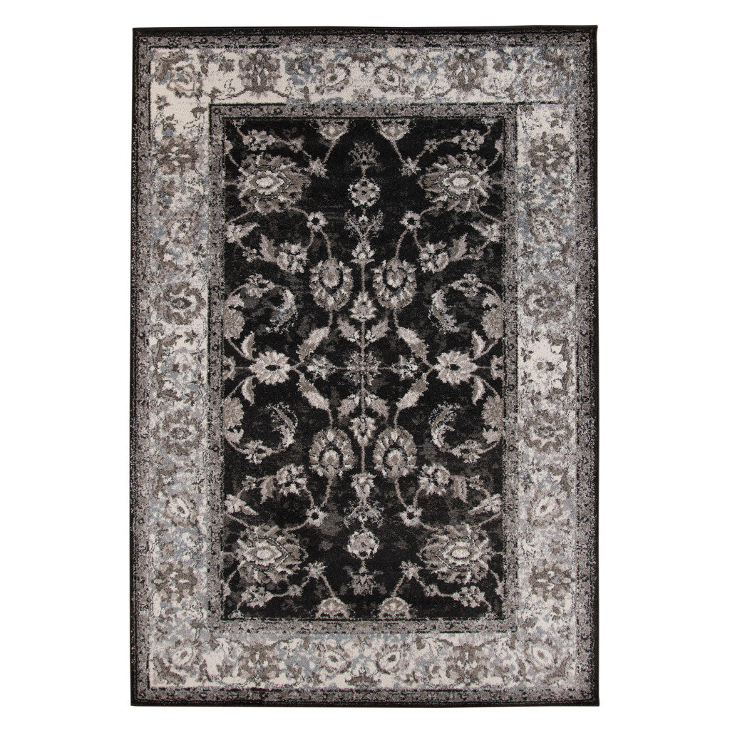 8' x 10' Brown and Black Oriental Power Loom Area Rug