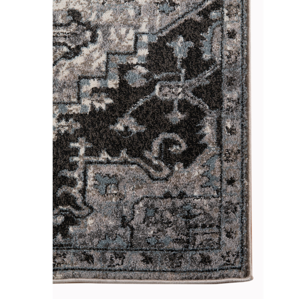 2' x 3' Gray Medallion Power Loom Area Rug