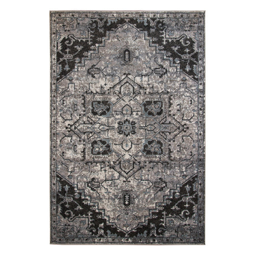 5' x 7' Gray Medallion Power Loom Area Rug