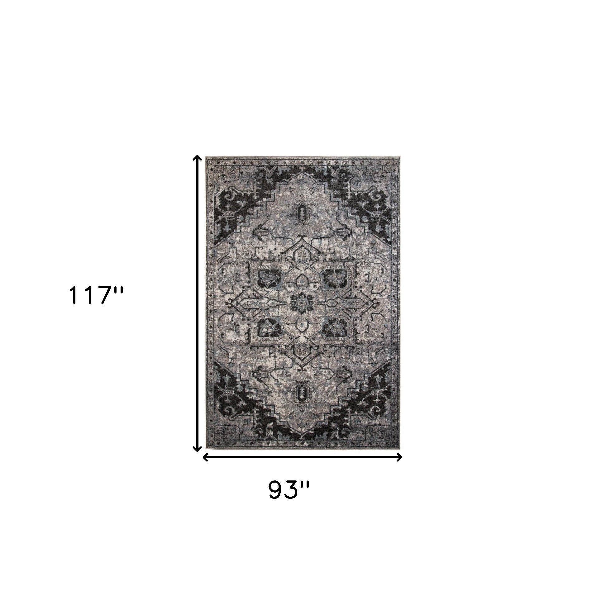 8' x 10' Gray Medallion Power Loom Area Rug