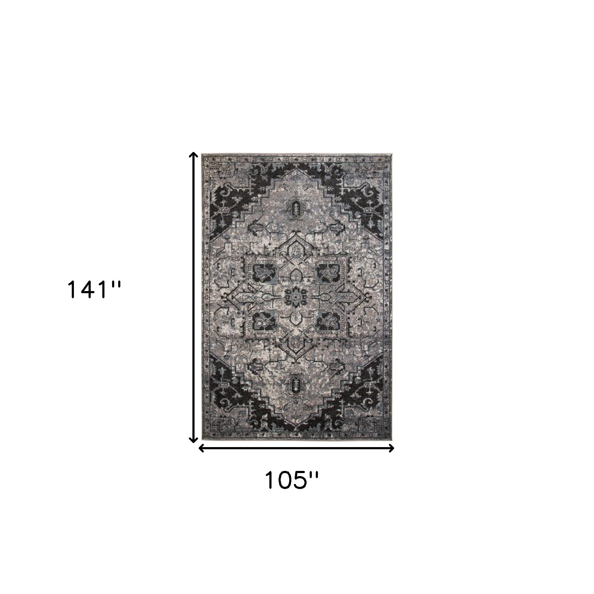 9' x 12' Gray Medallion Power Loom Area Rug