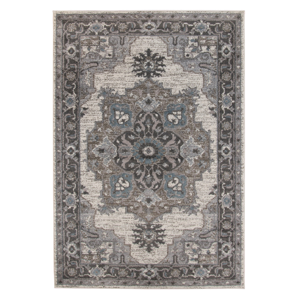 5' x 8' Blue and Brown Medallion Power Loom Area Rug