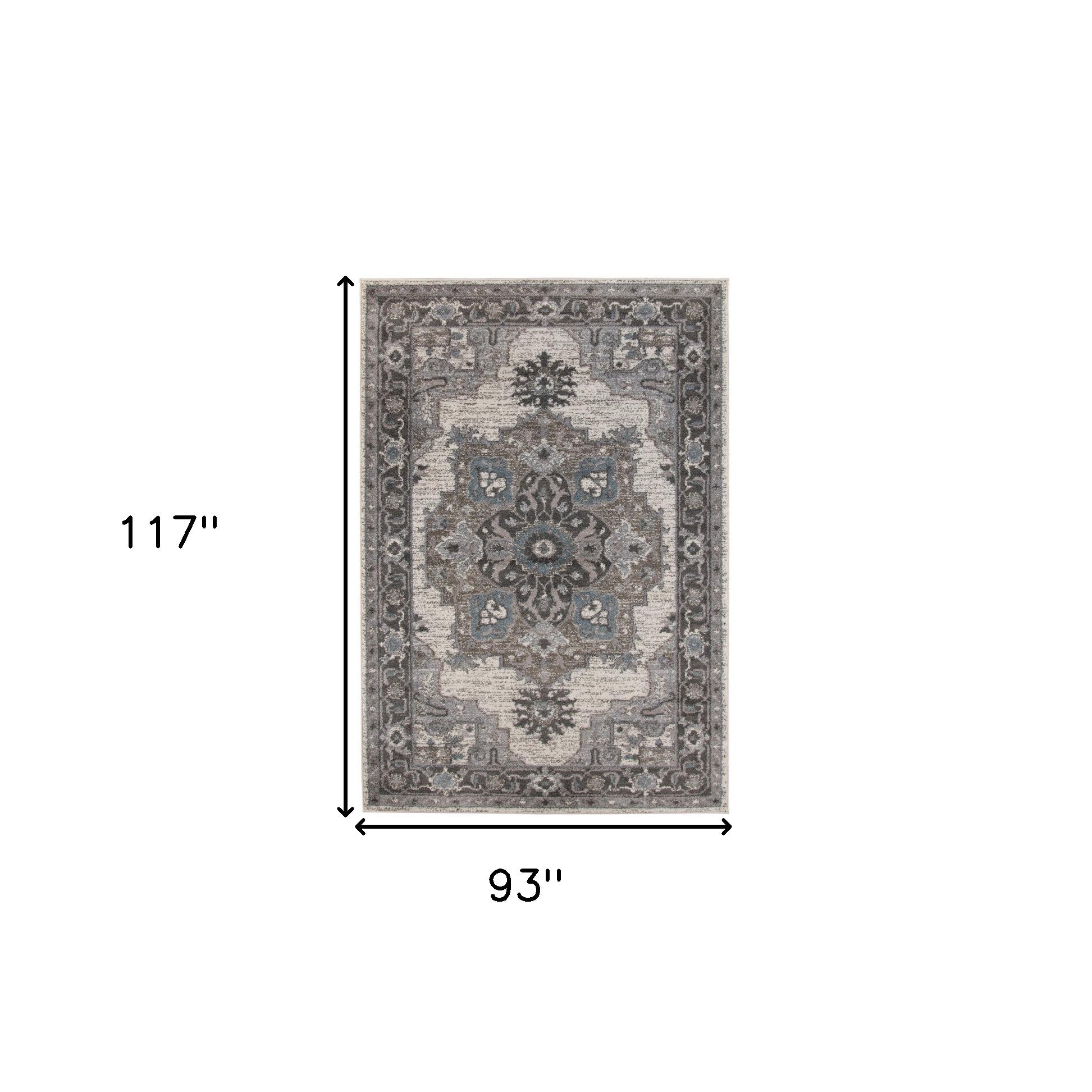 8' x 10' Taupe Medallion Power Loom Area Rug