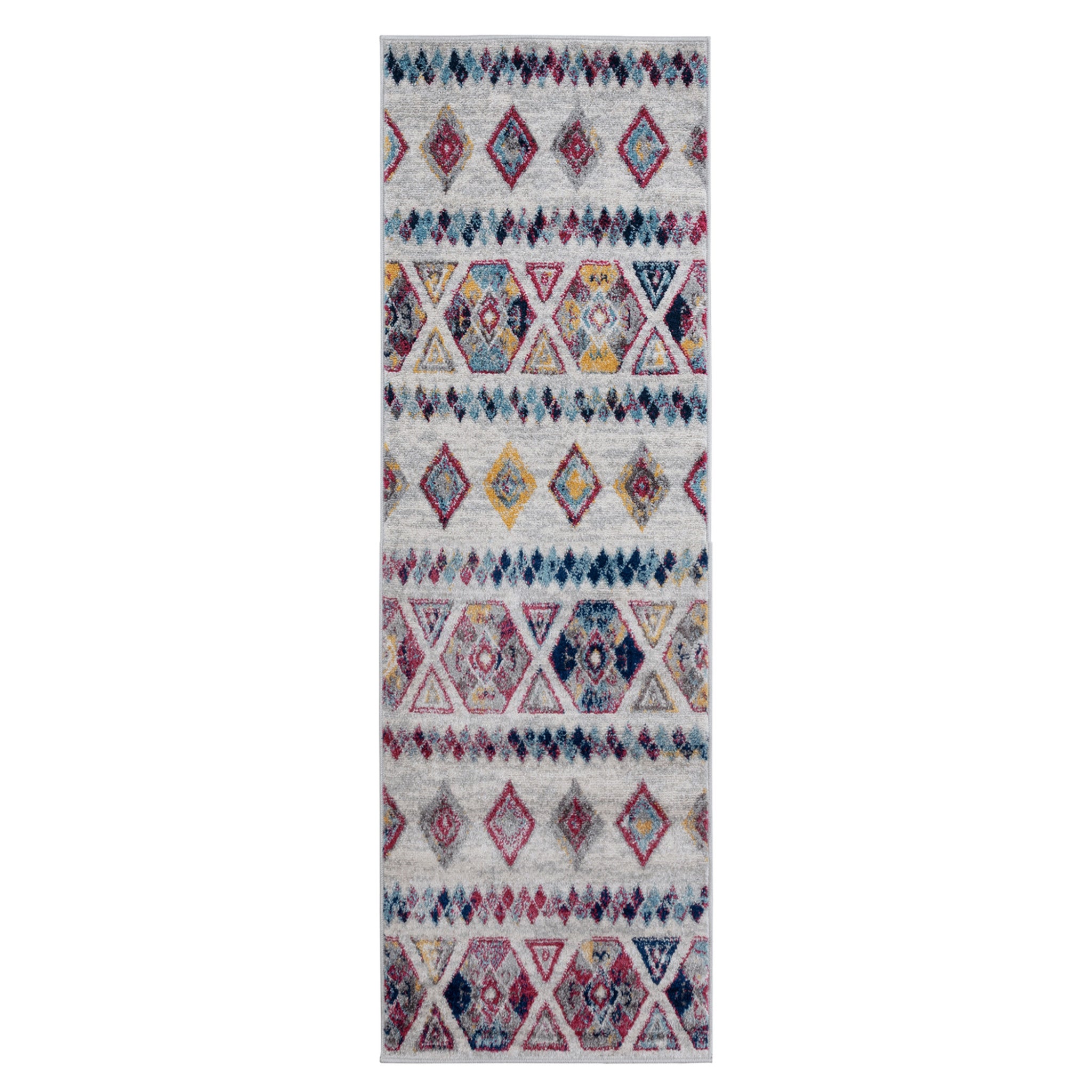 2' X 6' Ivory Geometric Power Loom Runner Rug