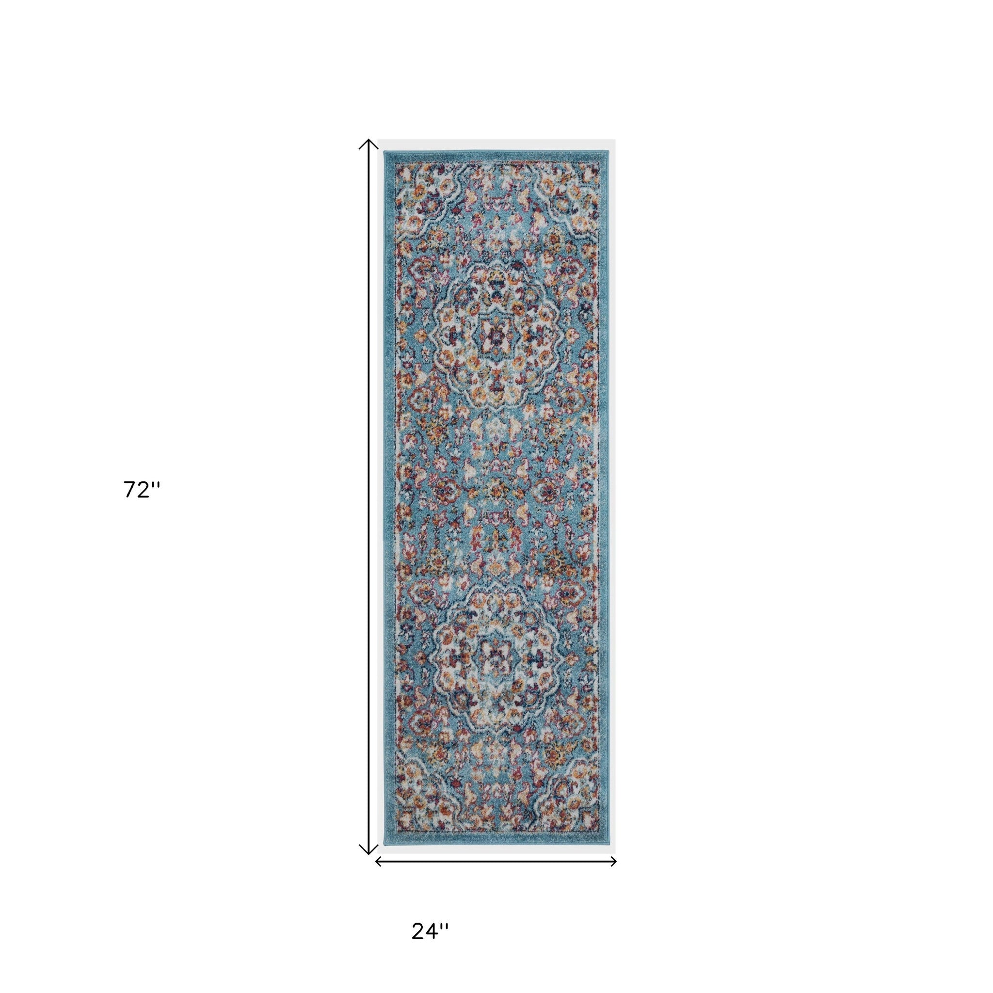 2' X 6' Blue Medallion Power Loom Runner Rug