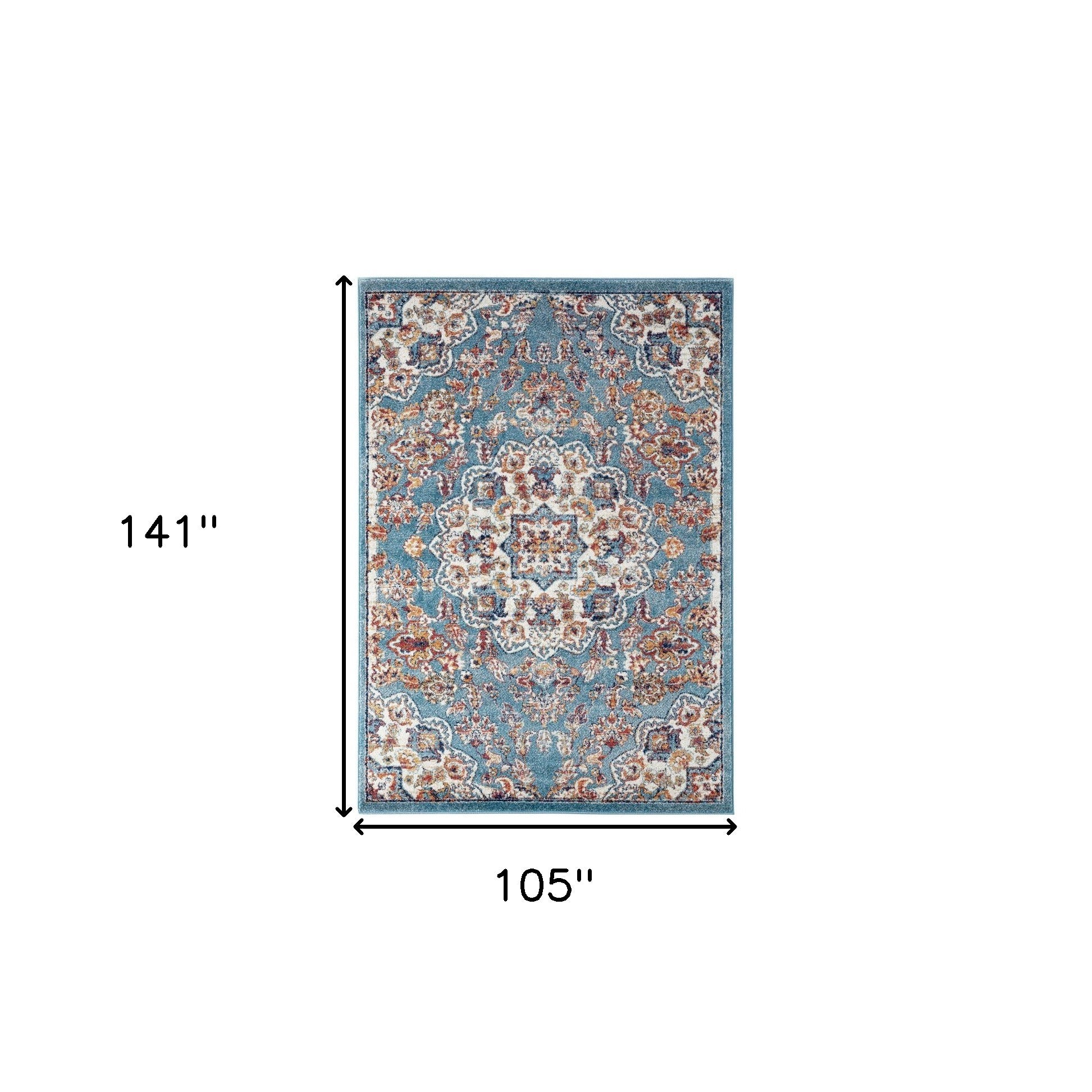 9' x 12' Blue Medallion Power Loom Area Rug