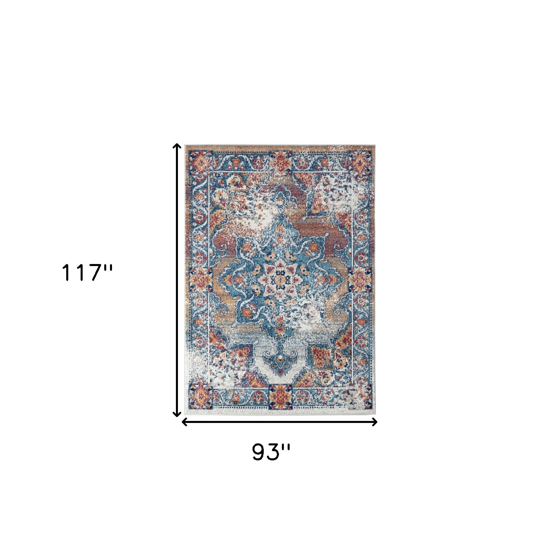 8' x 10' Orange Medallion Power Loom Area Rug