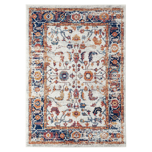 5' x 7' Orange Floral Power Loom Area Rug