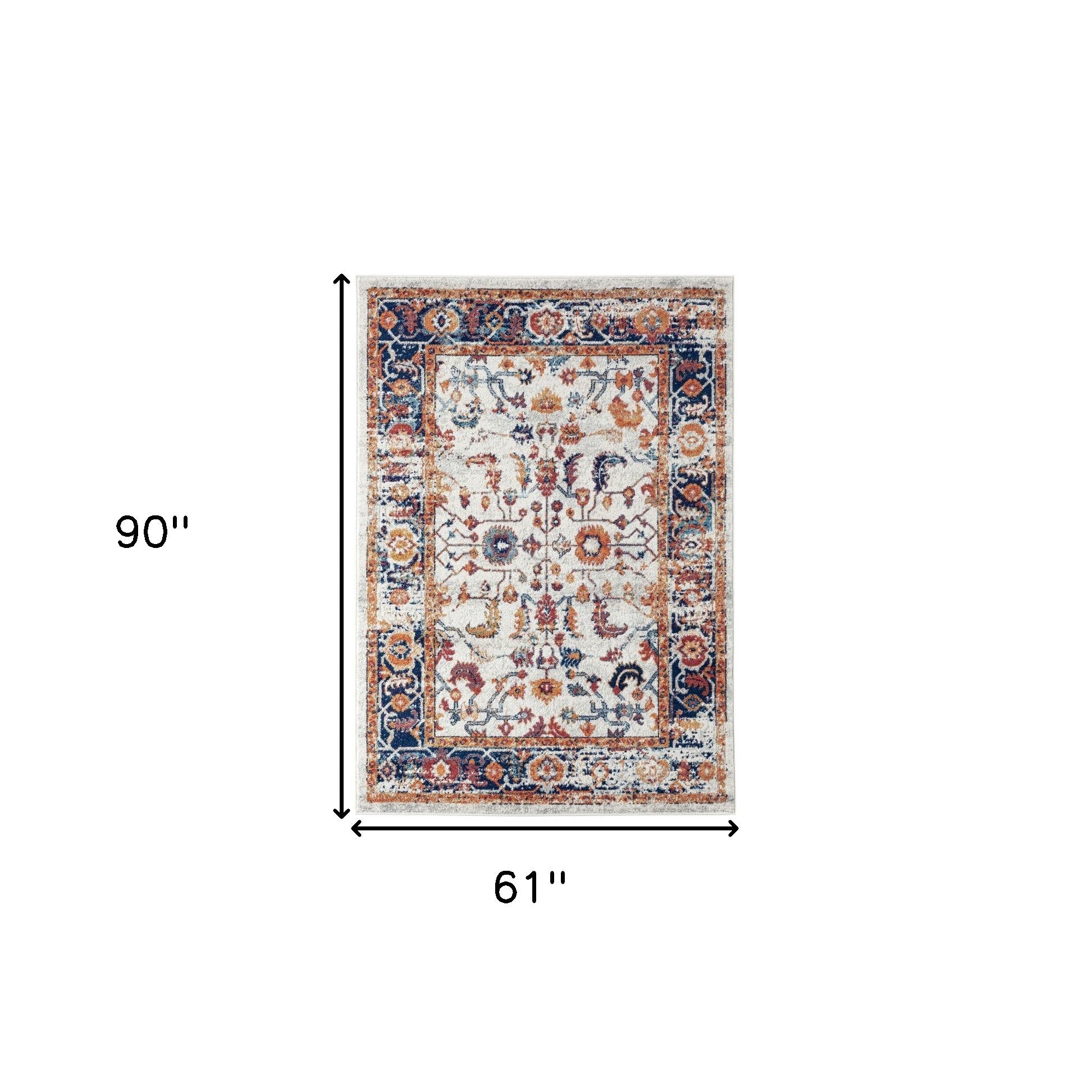 5' x 7' Orange Floral Power Loom Area Rug