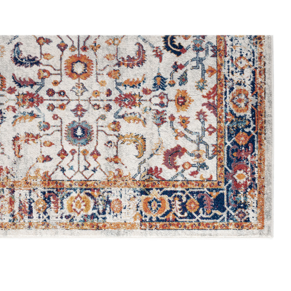 8' x 10' Orange Floral Power Loom Area Rug