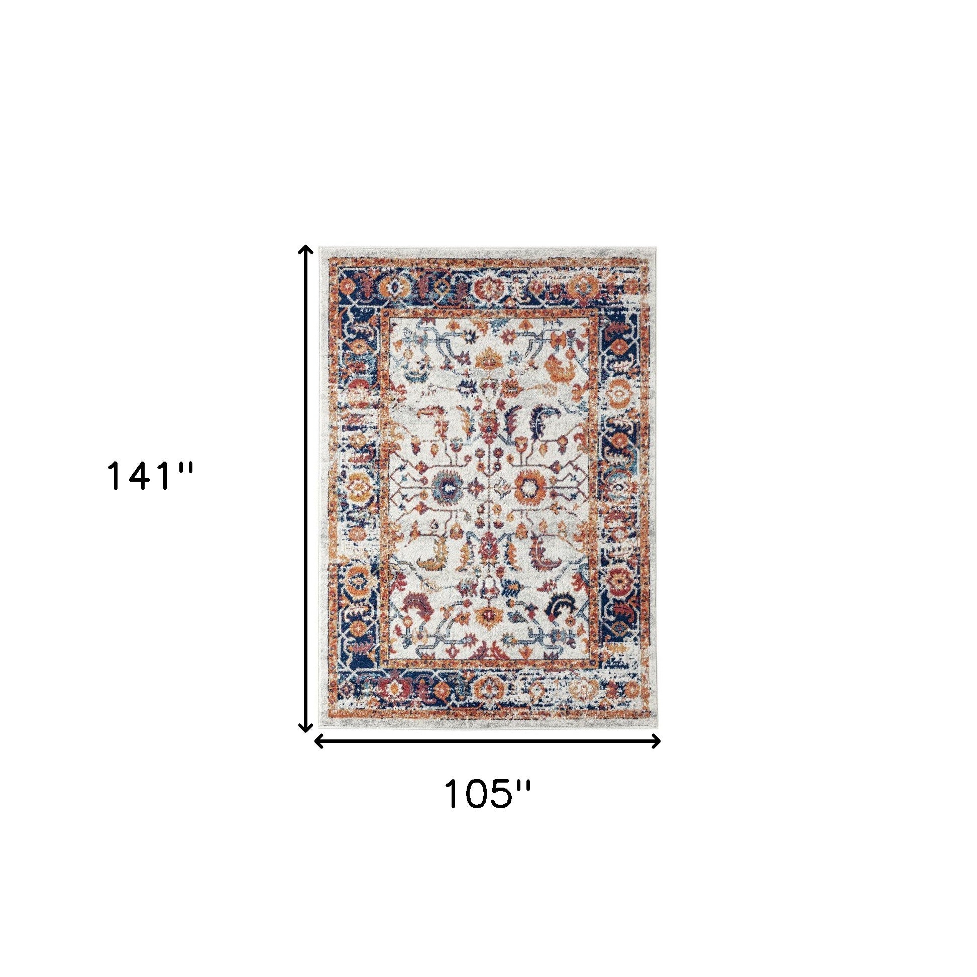 9' x 12' Orange Floral Power Loom Area Rug