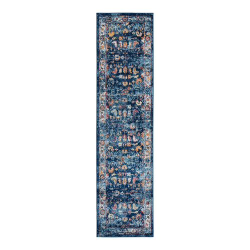 10' Blue and Orange Oriental Power Loom Runner Rug