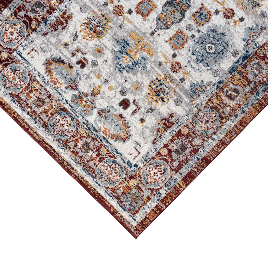 5' x 7' Brown Floral Power Loom Area Rug