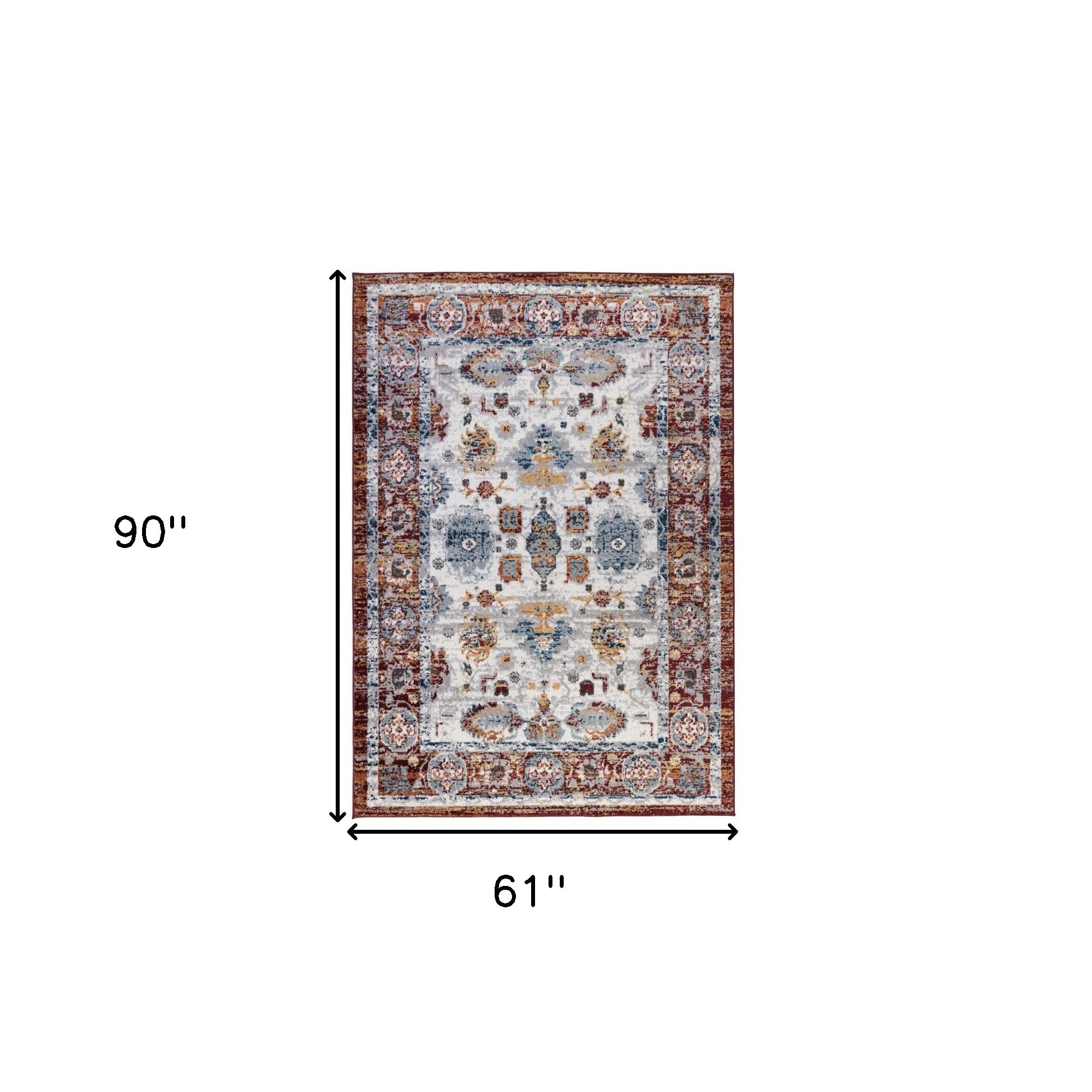 5' x 7' Brown Floral Power Loom Area Rug