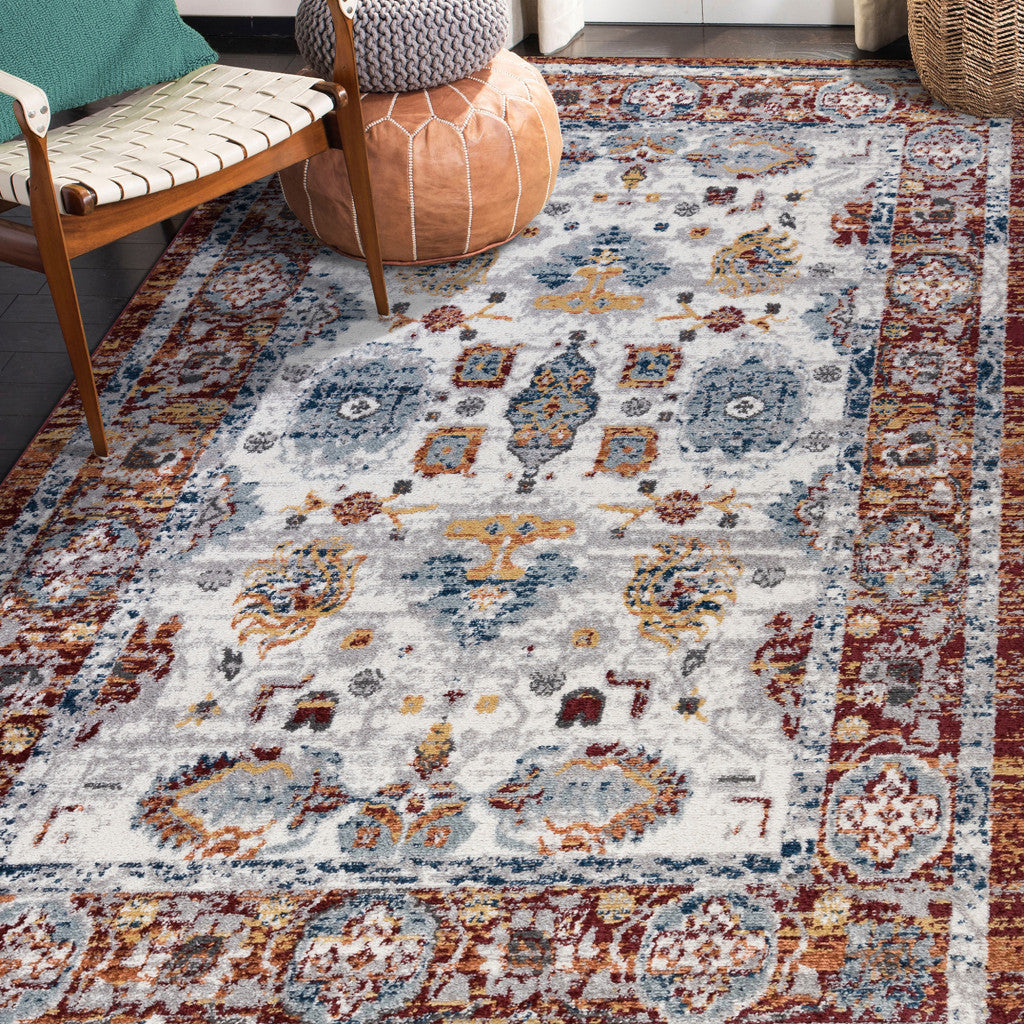 8' x 10' Brown Floral Power Loom Area Rug