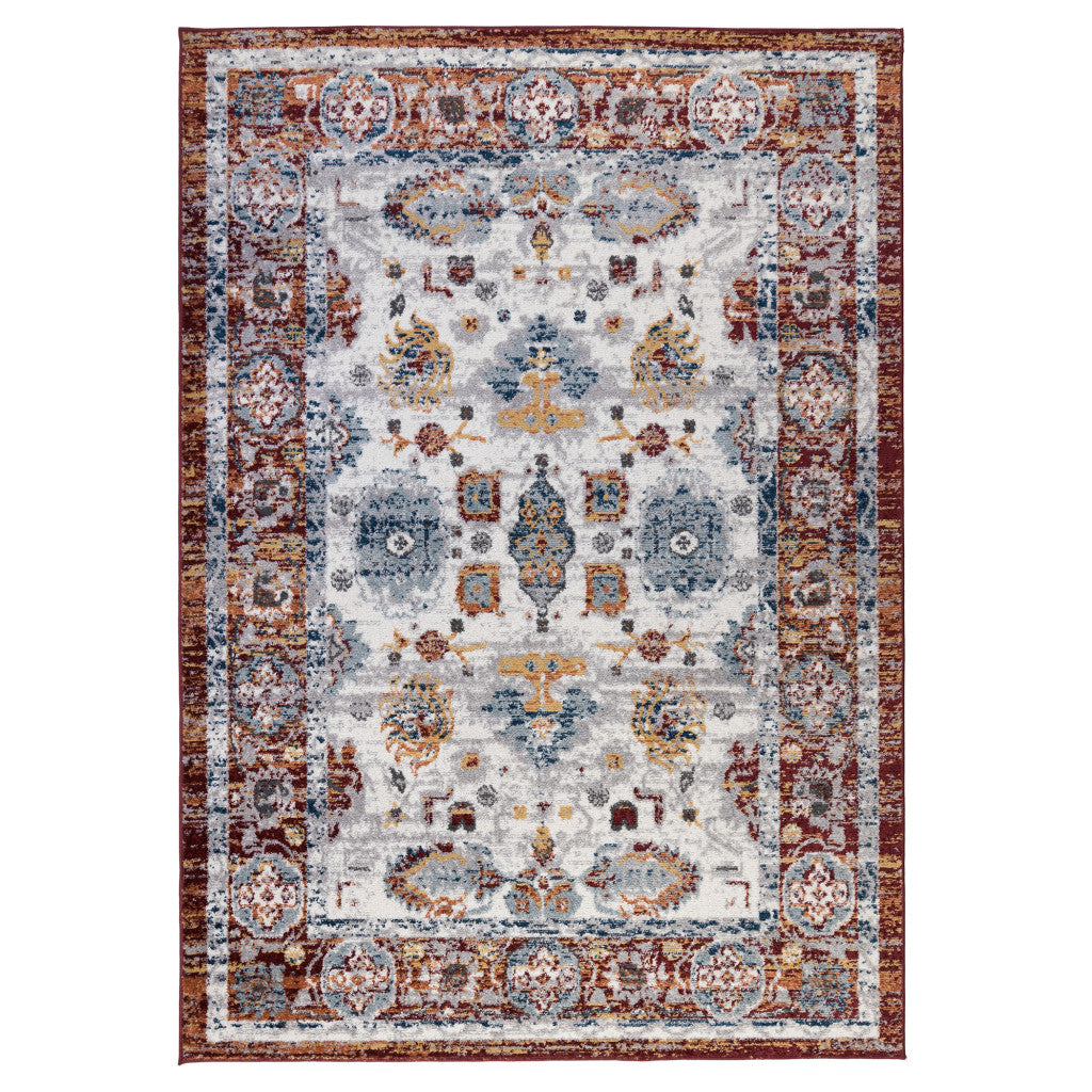 9' x 12' Brown Floral Power Loom Area Rug