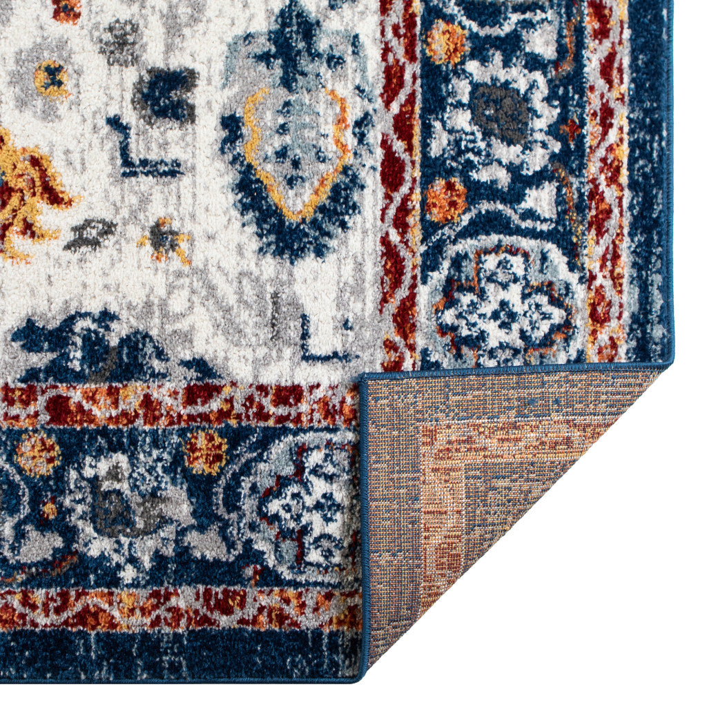 2' x 3' Blue Floral Power Loom Area Rug