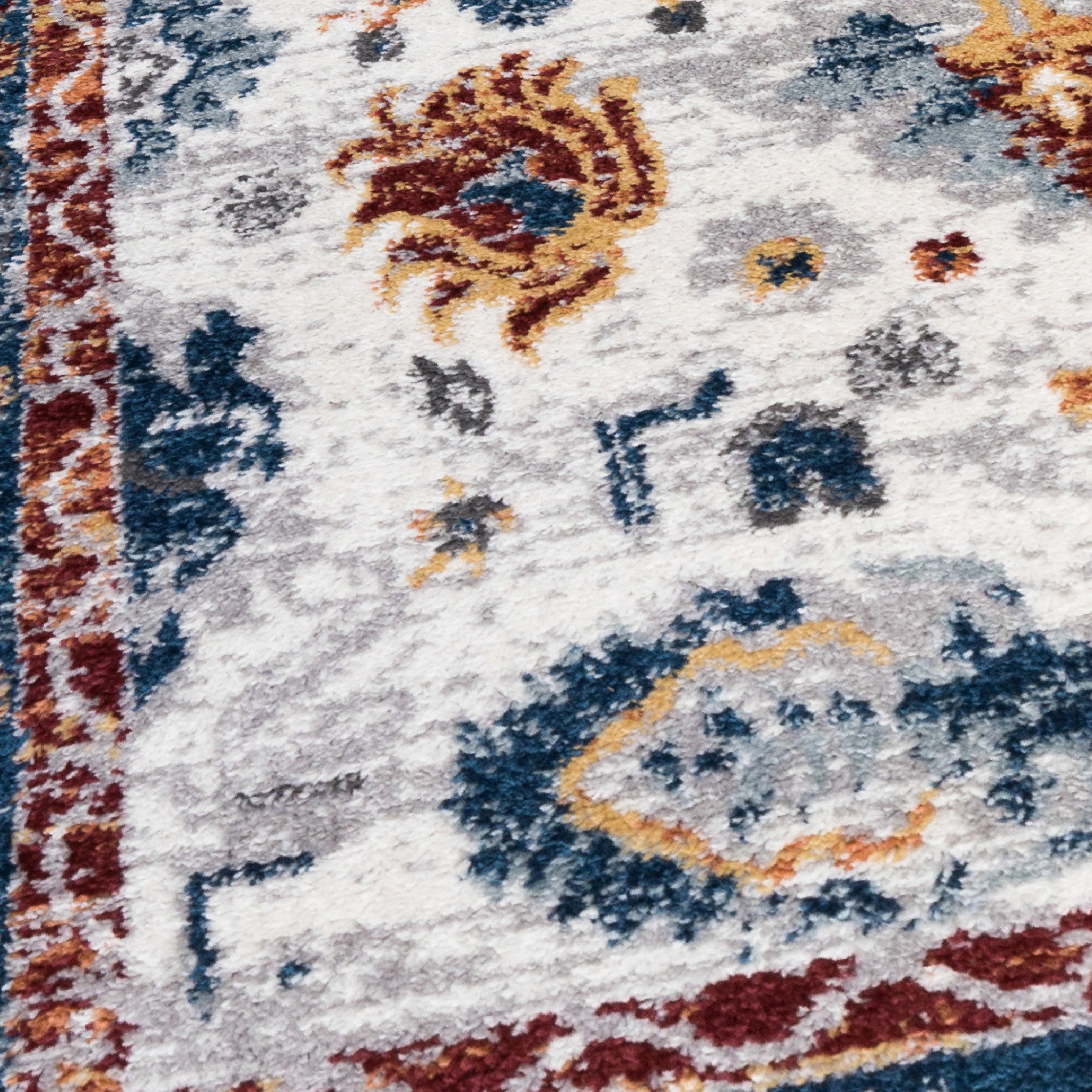 5' x 7' Blue Floral Power Loom Area Rug