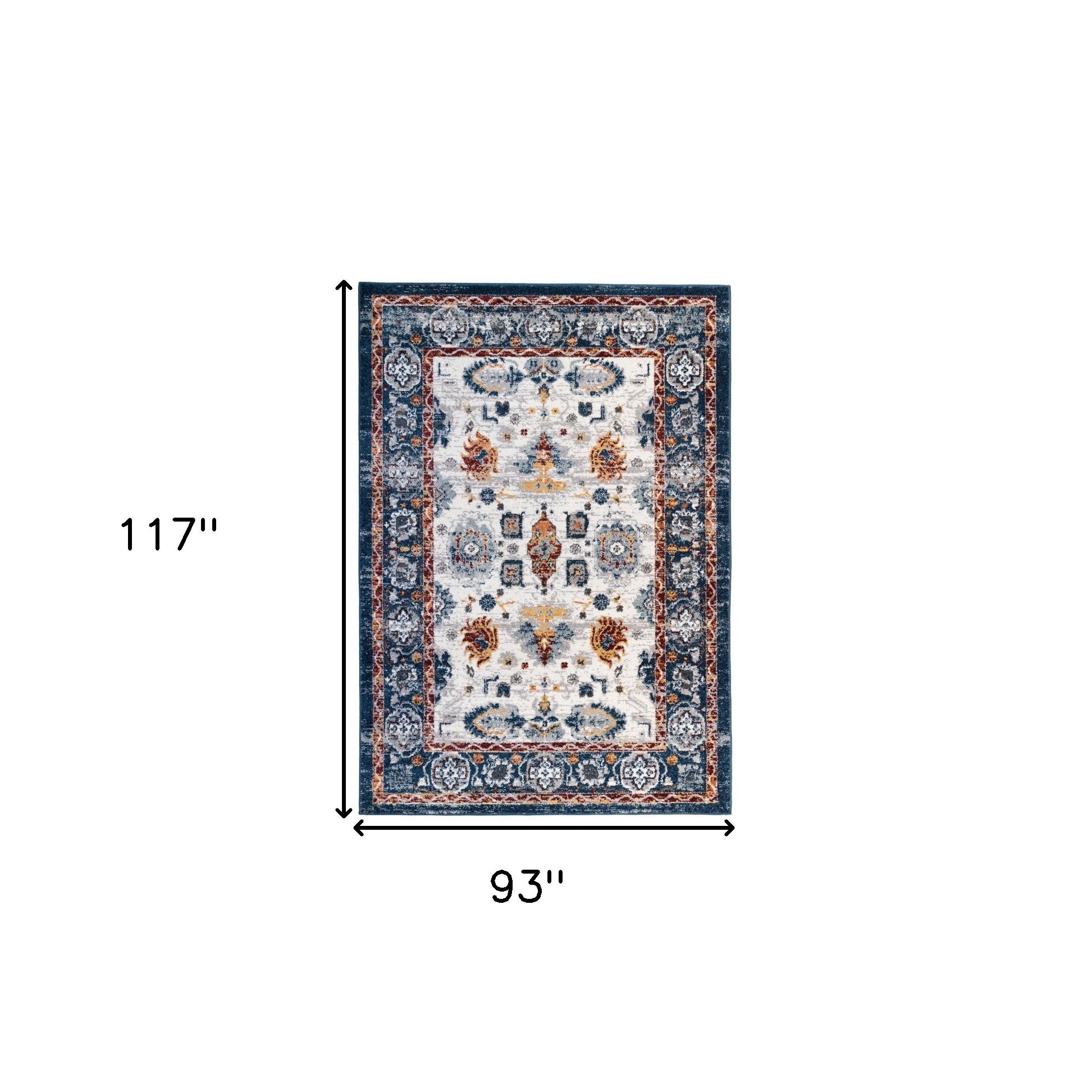 8' x 10' Blue Floral Power Loom Area Rug