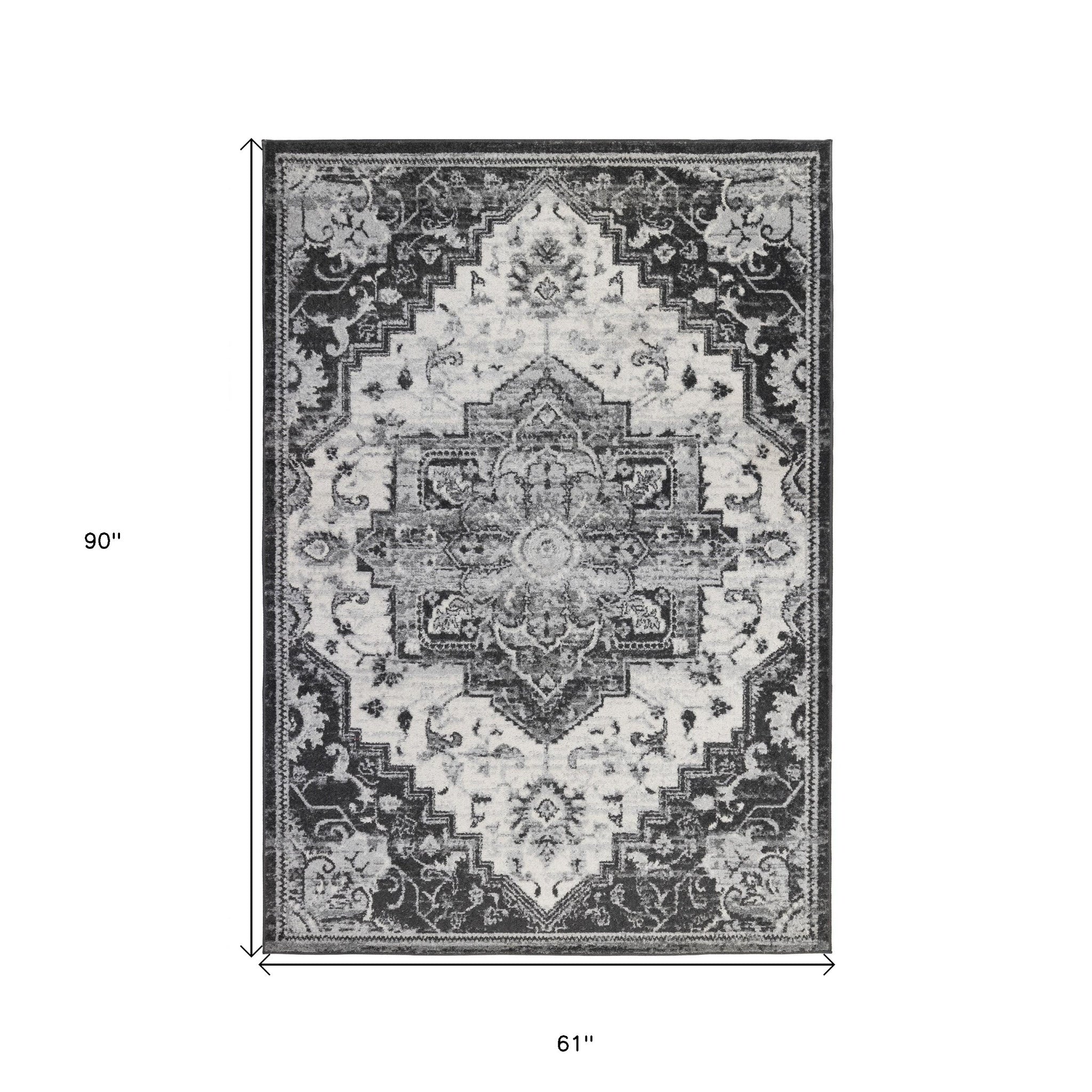 5' x 7' Ivory Medallion Power Loom Area Rug