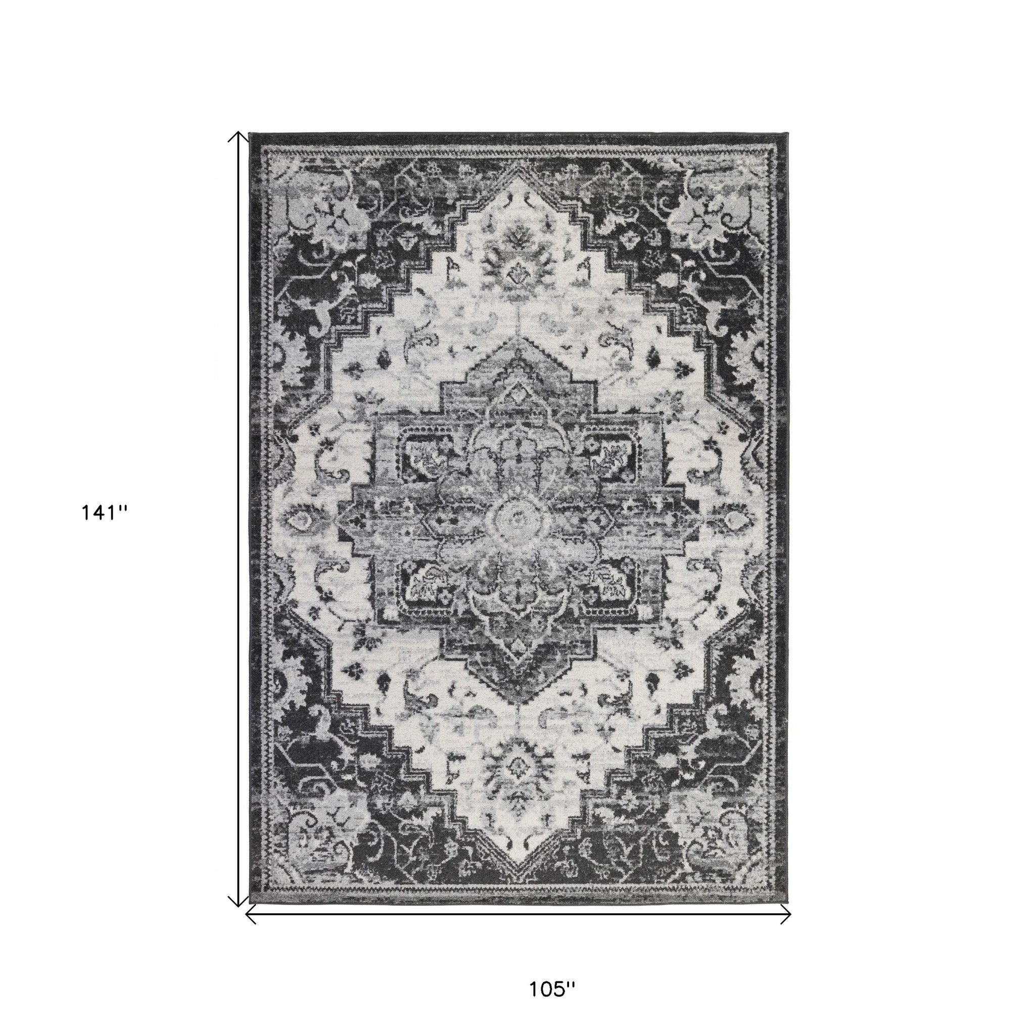 9' x 12' Ivory Medallion Power Loom Area Rug