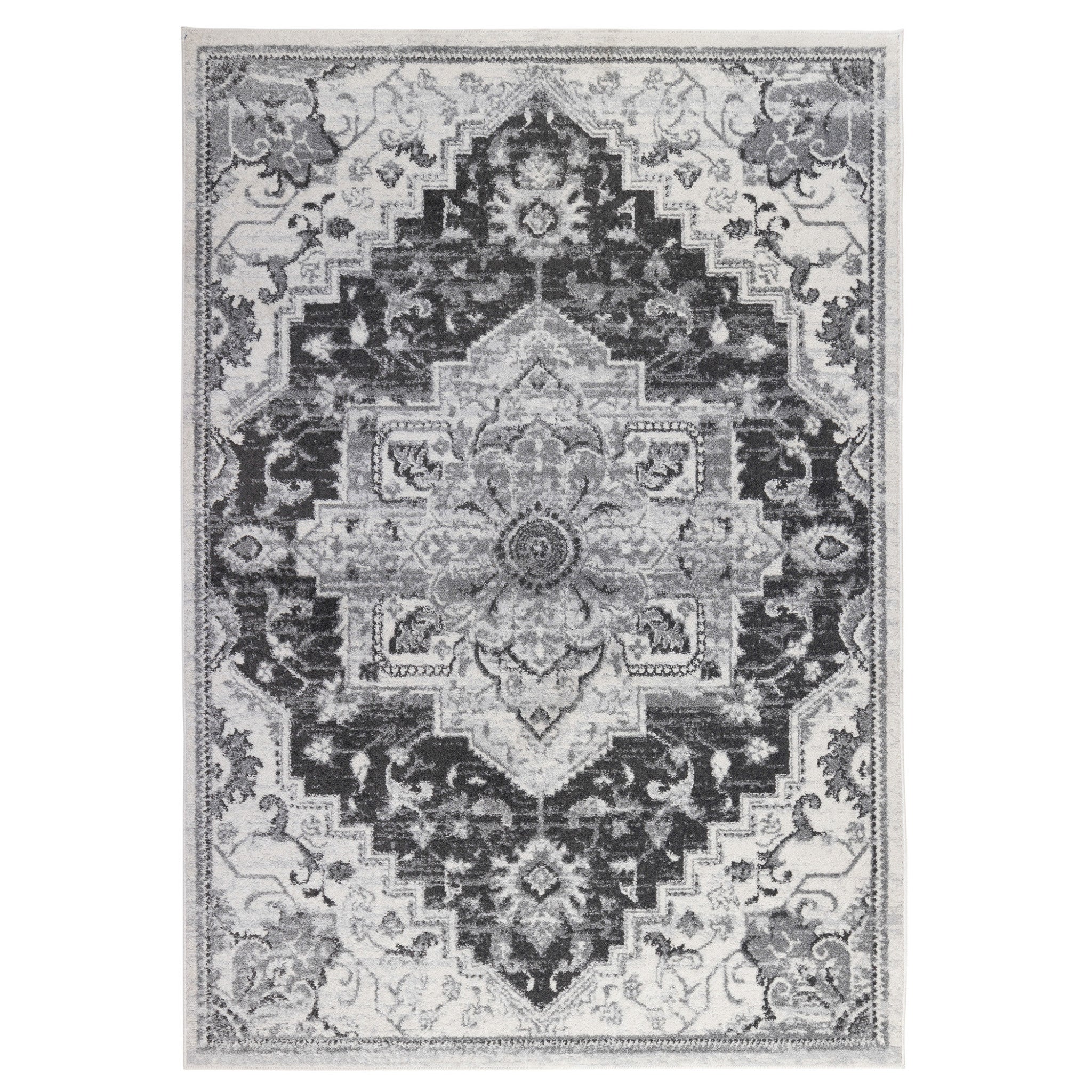 2' x 3' Gray Medallion Power Loom Area Rug