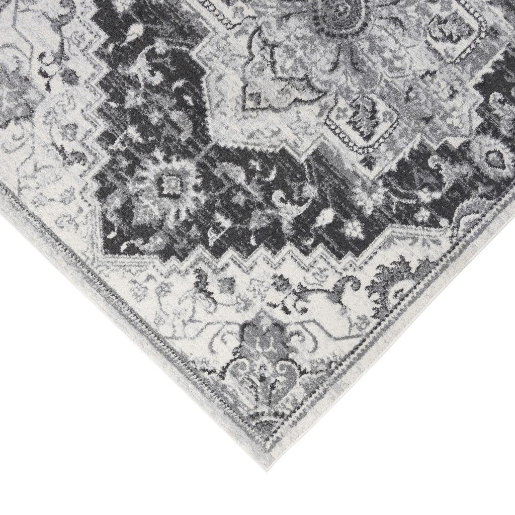 2' x 3' Gray Medallion Power Loom Area Rug