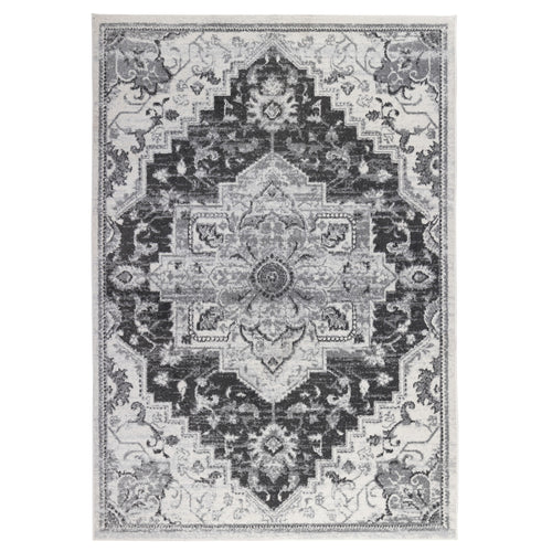 5' x 7' Gray Medallion Power Loom Area Rug