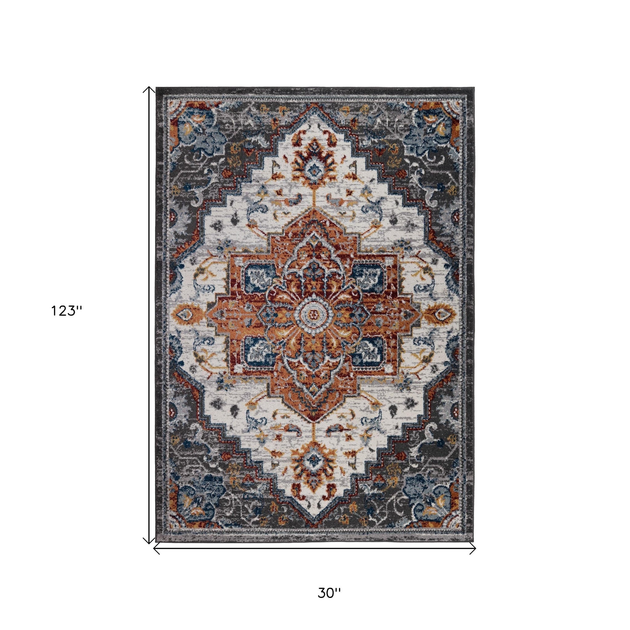 10' Brown Medallion Power Loom Runner Rug