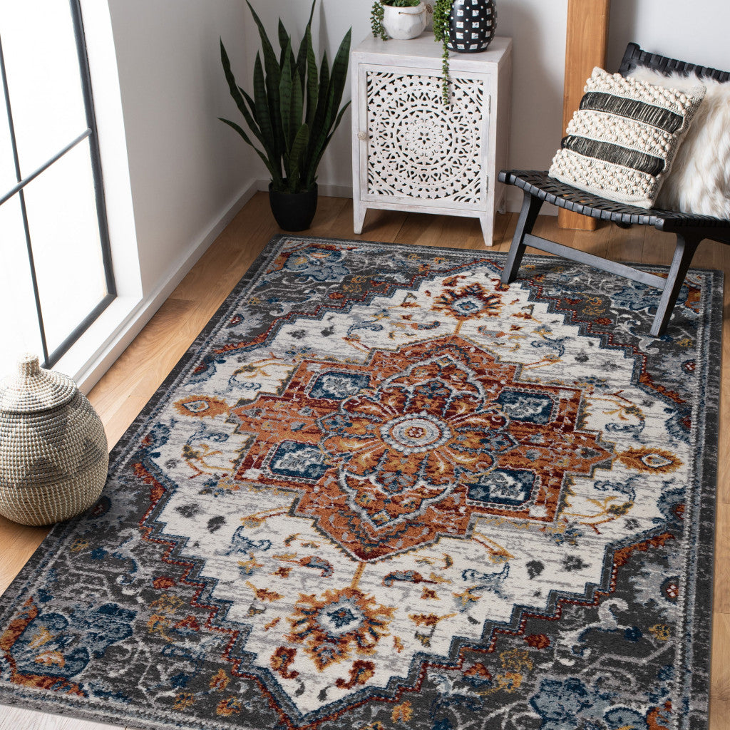 5' x 7' Brown Medallion Power Loom Area Rug