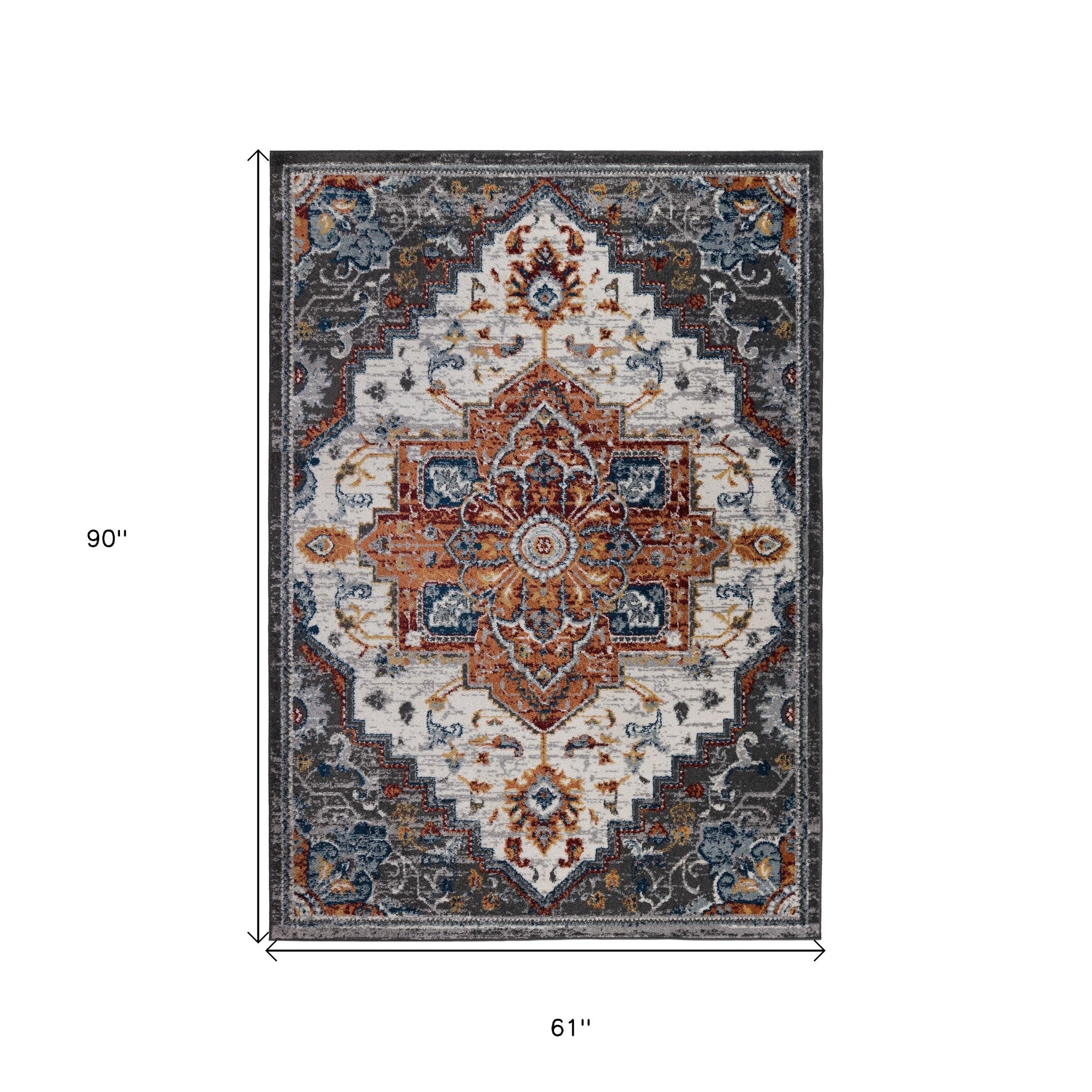 5' x 7' Brown Medallion Power Loom Area Rug