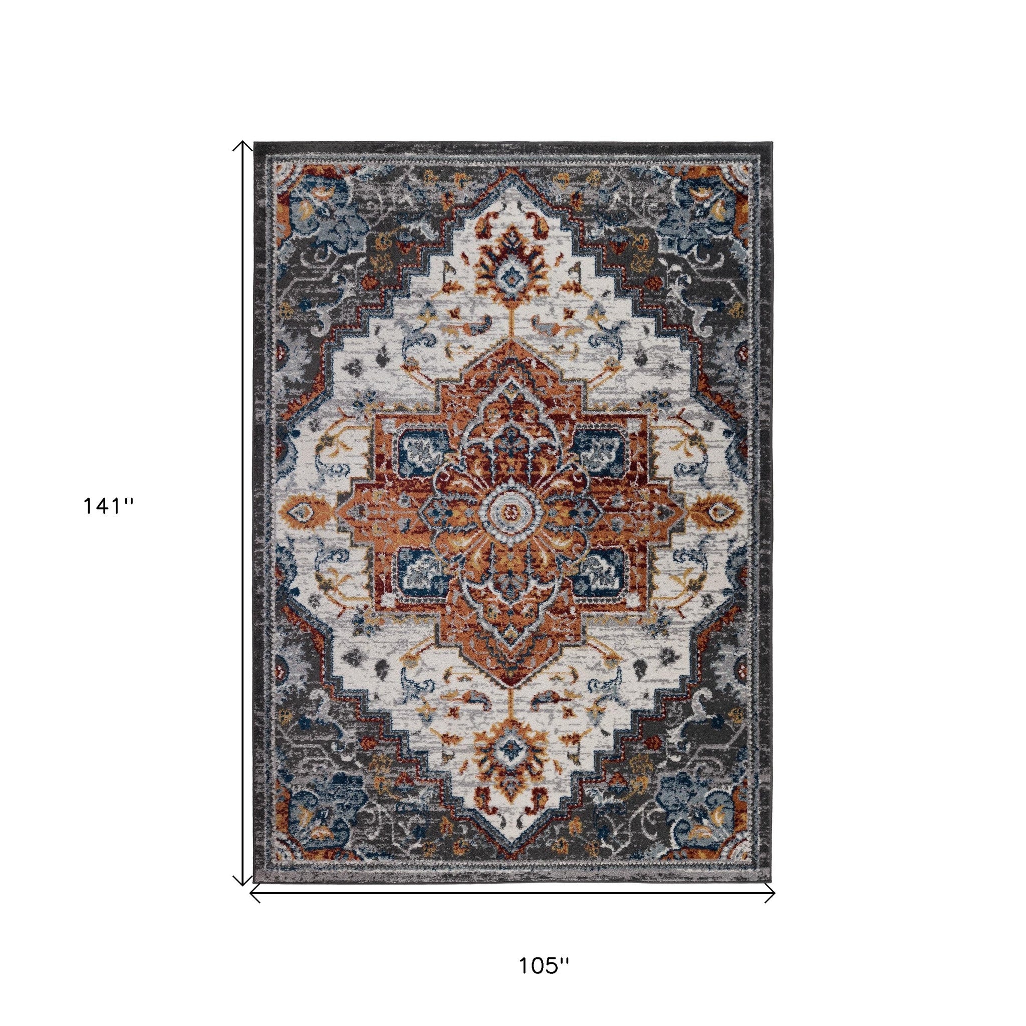 9' x 12' Brown Medallion Power Loom Area Rug