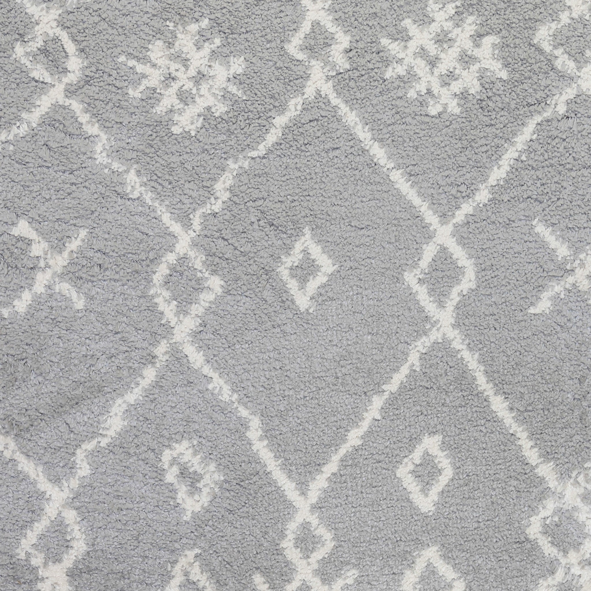 7' x 9' Gray and Ivory Geometric Shag Area Rug