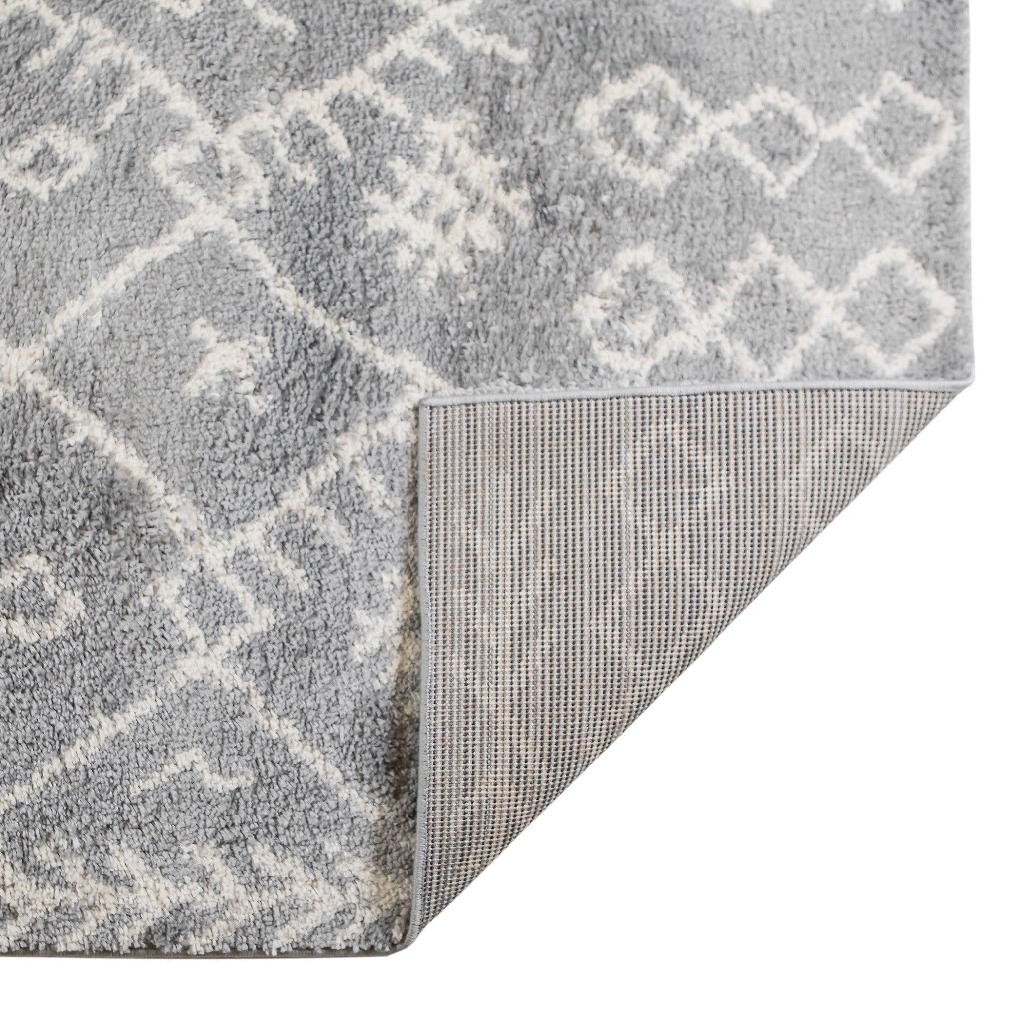 7' x 9' Gray and Ivory Geometric Shag Area Rug