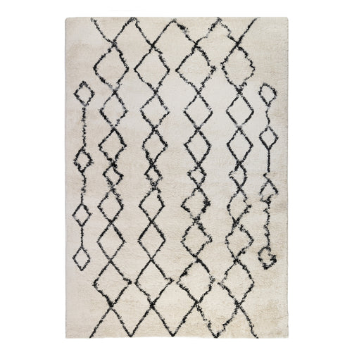 10' Gray and Ivory Geometric Shag Runner Rug