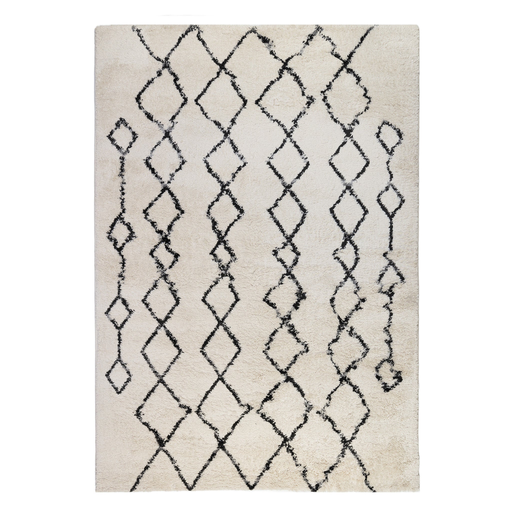 7' x 9' Gray and Ivory Geometric Shag Area Rug