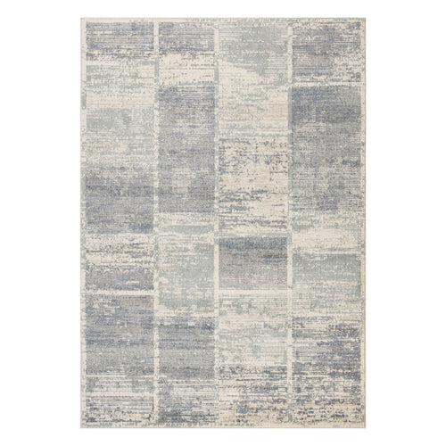 2' x 3' Light Blue Geometric Power Loom Area Rug With Fringe