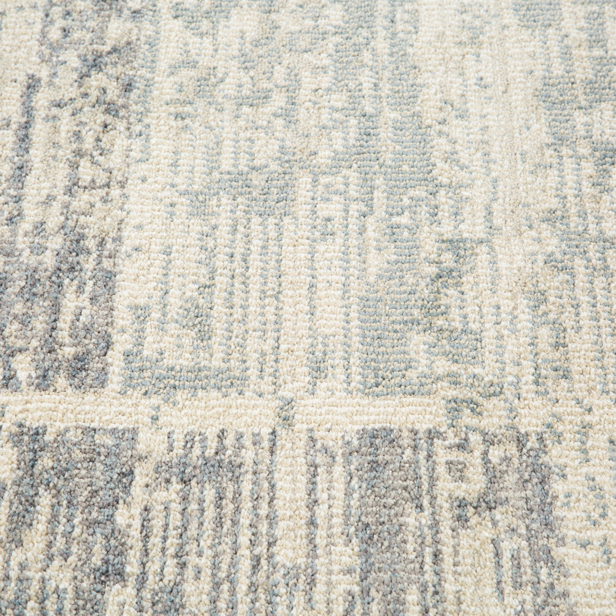 5' x 7' Light Blue Geometric Power Loom Area Rug With Fringe