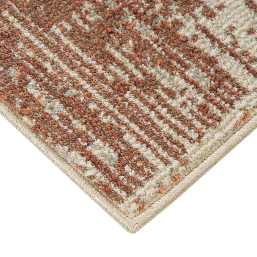 2' x 3' Sand Geometric Power Loom Area Rug With Fringe