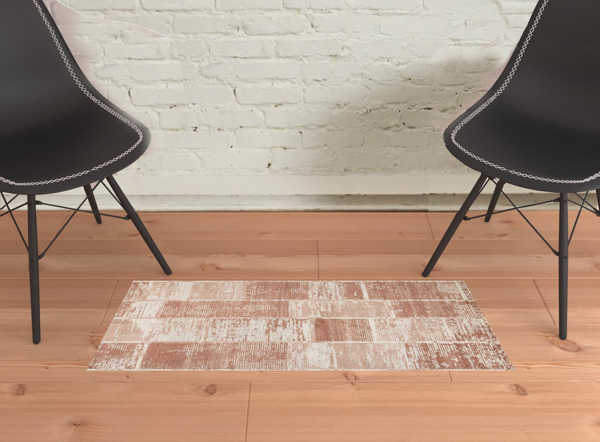 2' x 3' Sand Geometric Power Loom Area Rug With Fringe