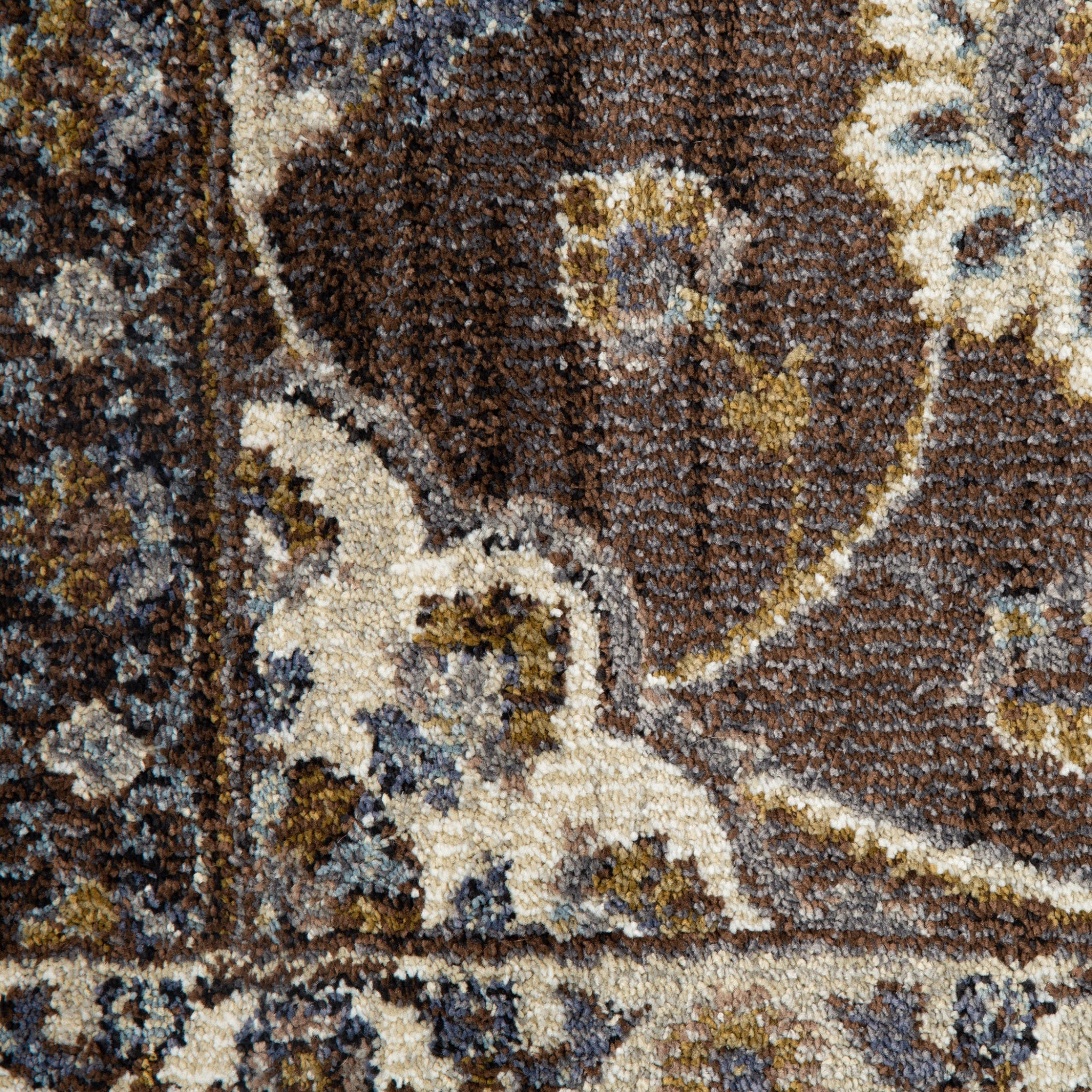 8' x 10' Brown Floral Power Loom Area Rug With Fringe