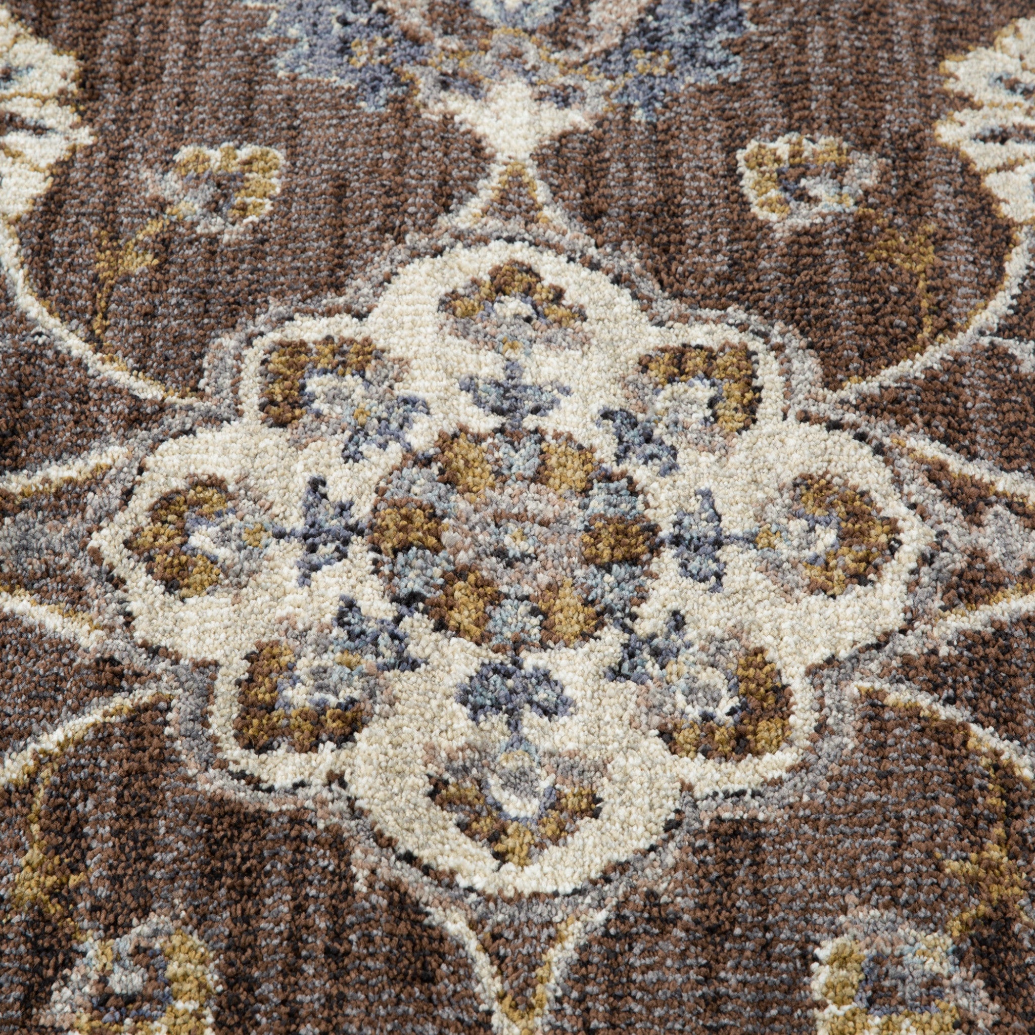 8' x 10' Brown Floral Power Loom Area Rug With Fringe