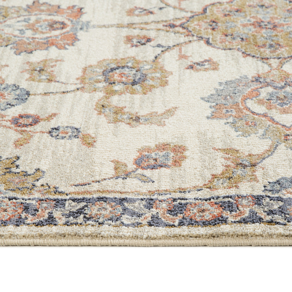 9' x 12' Ivory Floral Power Loom Area Rug