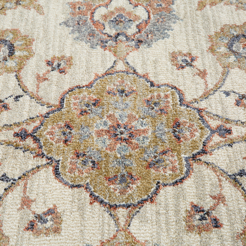 9' x 12' Ivory Floral Power Loom Area Rug