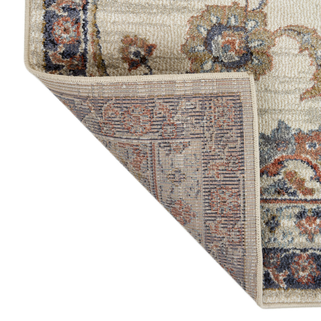 9' x 12' Ivory Floral Power Loom Area Rug