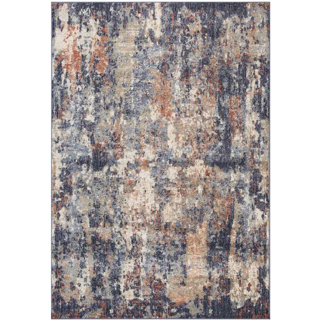 5' x 7' Blue Abstract Power Loom Area Rug